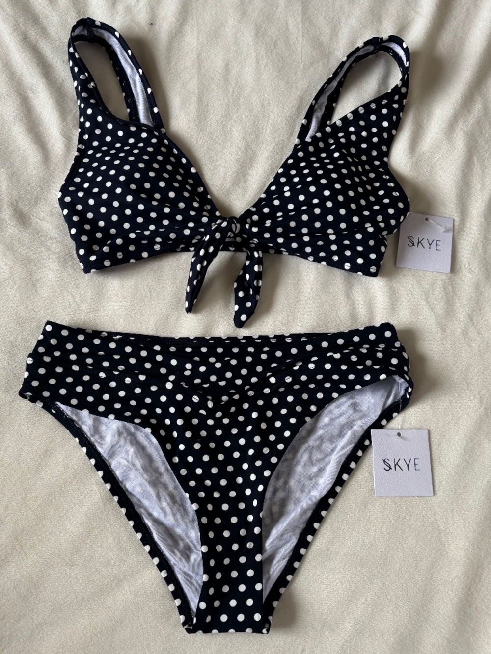 Skye Bikini Black White Polka Dots Top Sophia Bottom Kennedy Women's Size XS NWT